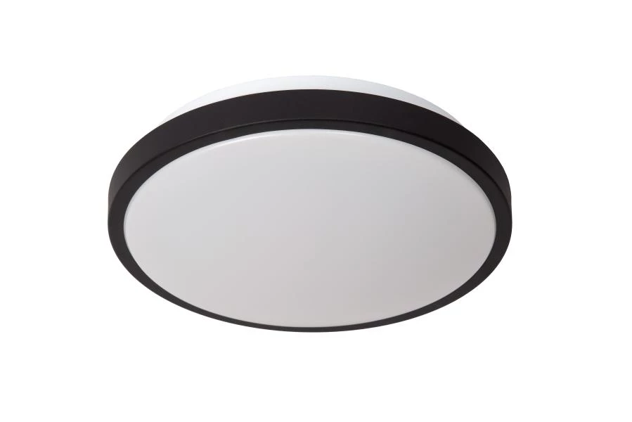 Lucide DASHER - Plafonnier Salle de bains - Ø 29,3 cm - LED - 1x12W 2700K - IP44 - Détecteur De Mouvement - Noir - éteint